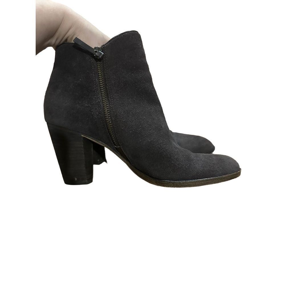 Cole Haan Double Zip Dark‎ Brown Suede Leather Ankle Boot Heel Bootie Women's sz